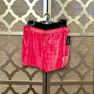 NWT Steve Madden Women’s velvet pajama shorts with gem emblem on front size LG